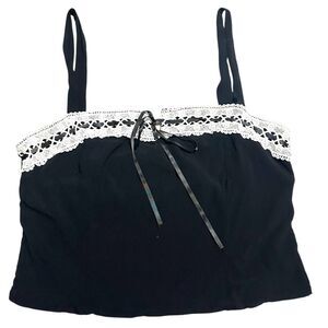 Sienna Sky Black and White Lace Trim Tank Top